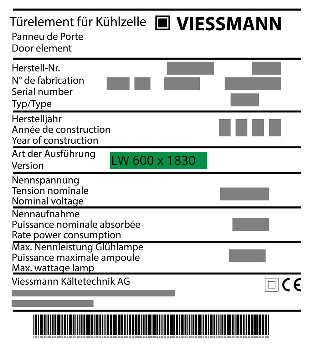 Viessmann Türdichtung 182,3 x 65,7 x 182,3 cm Ersatzteil: 7849206 (LW: 600 x 1830)