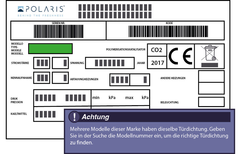 Polaris 14416451605 Türdichtung 162,2 x 66,0 cm für verschiedene Modelle