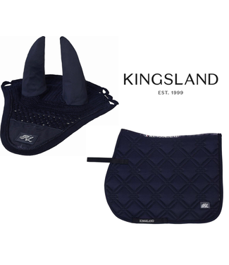 Kingsland Last Chance! Jump Set Navy Satin Full (Saddle Pad + Fly Hood)