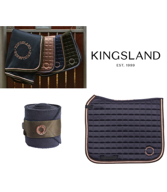 Kingsland Last Chance! Dressage Set Navy Glitter Piping Full (Saddle Pad + Polos)