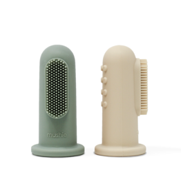 Mushie Brosse à dents bébé 2pcs - Shifting sand & Cambridge Blue