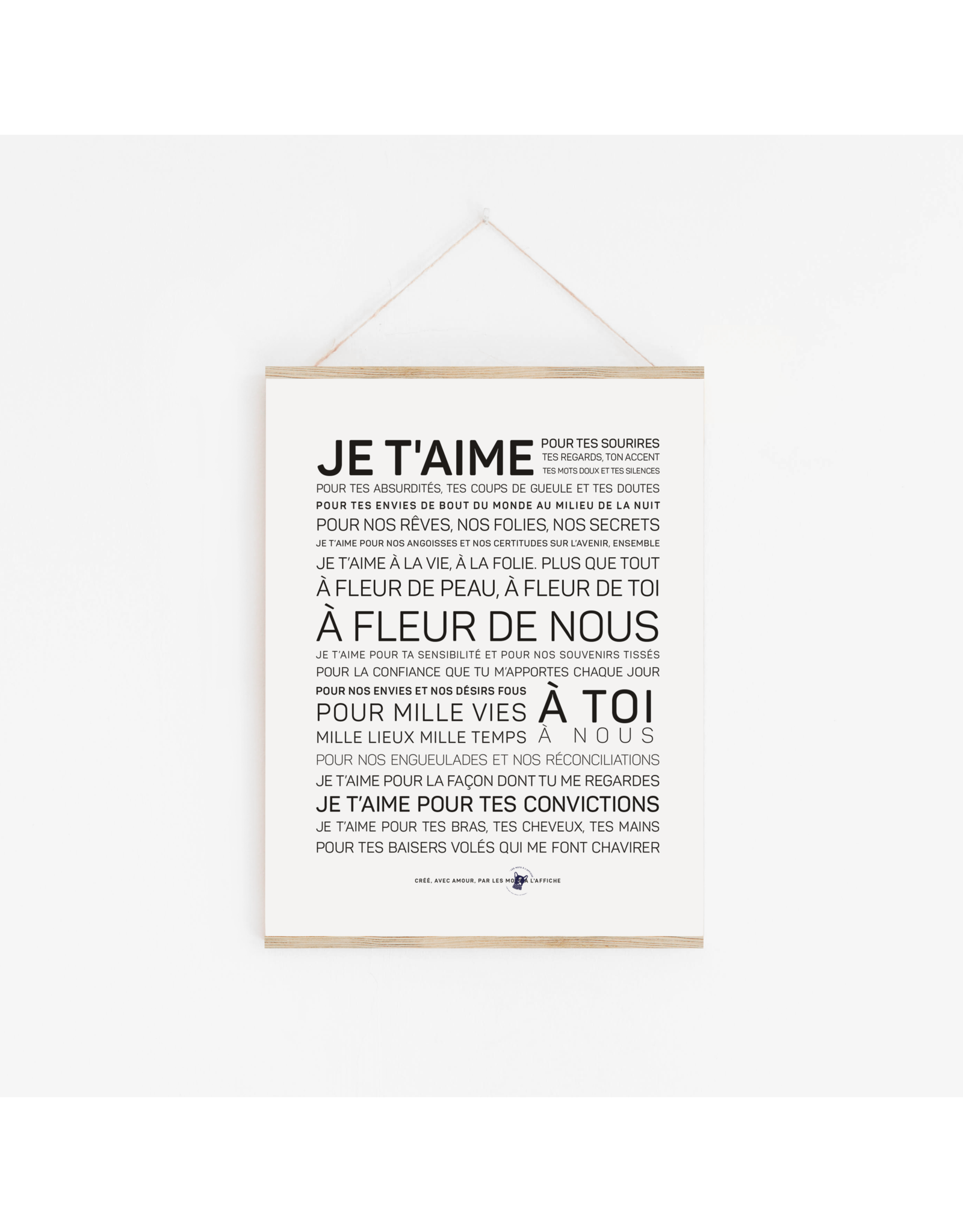 Les Mots à l'affiche Affiche - Je T'aime