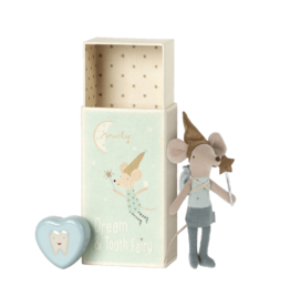 MAILEG Tooth fairy mouse in matchtbox - bleu