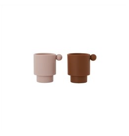 OYOY Lot de 2 tasses Tiny Inka cup -  Caramel / rose