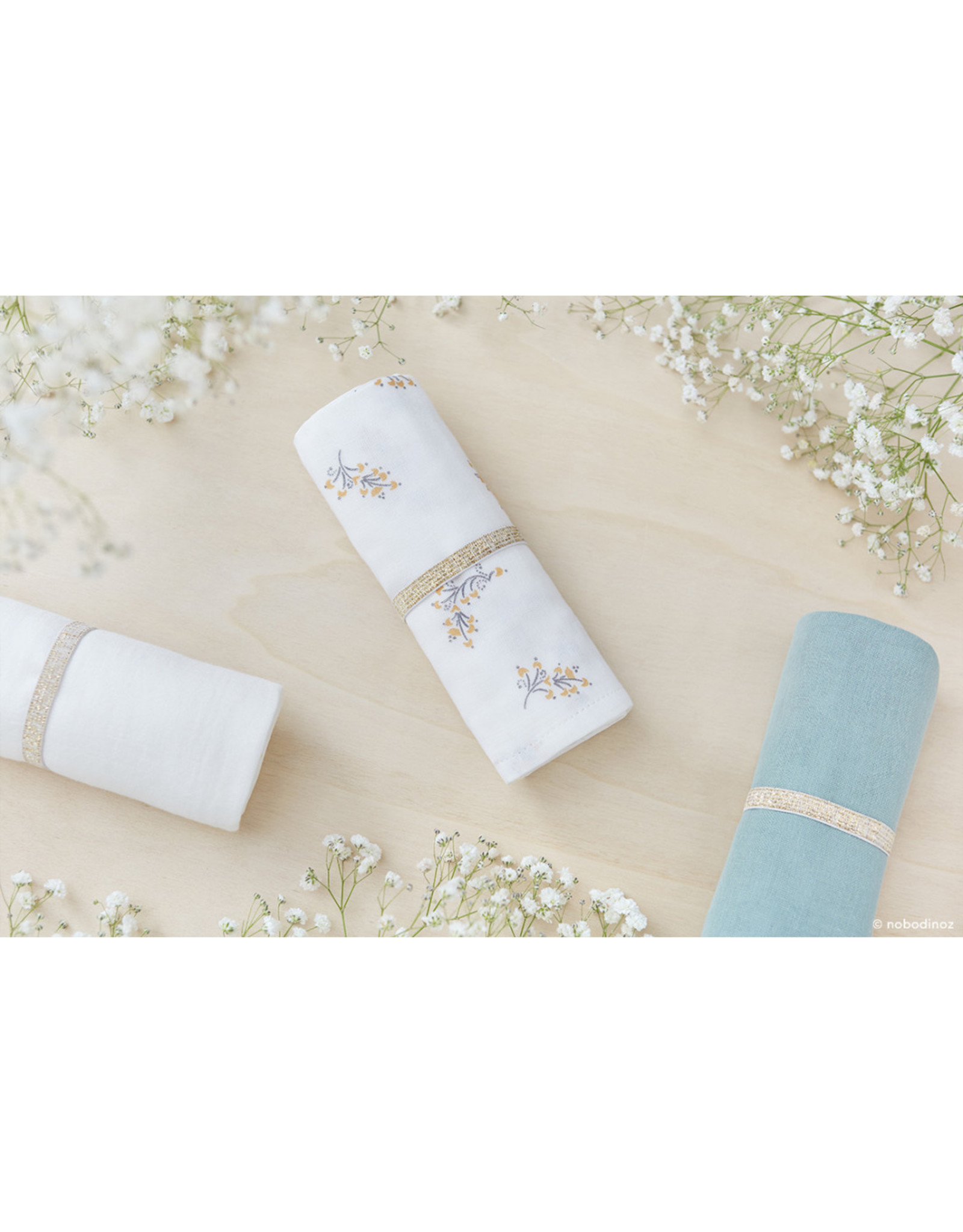 nobodinoz Baby Love Swaddle 70x70 Flore