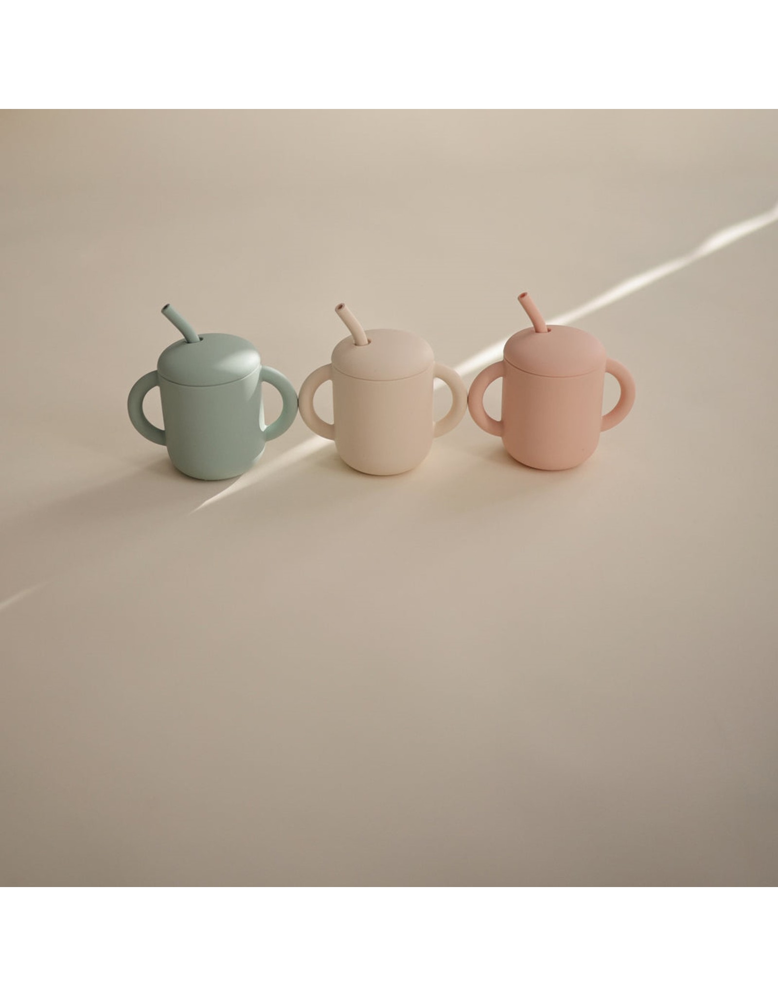 Mushie Gobelet d'apprentissage avec paille  - Blush