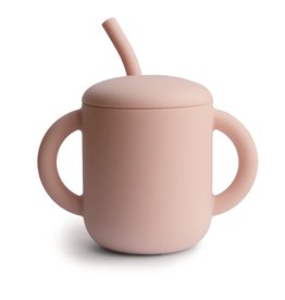Mushie Gobelet d'apprentissage avec paille  - Blush