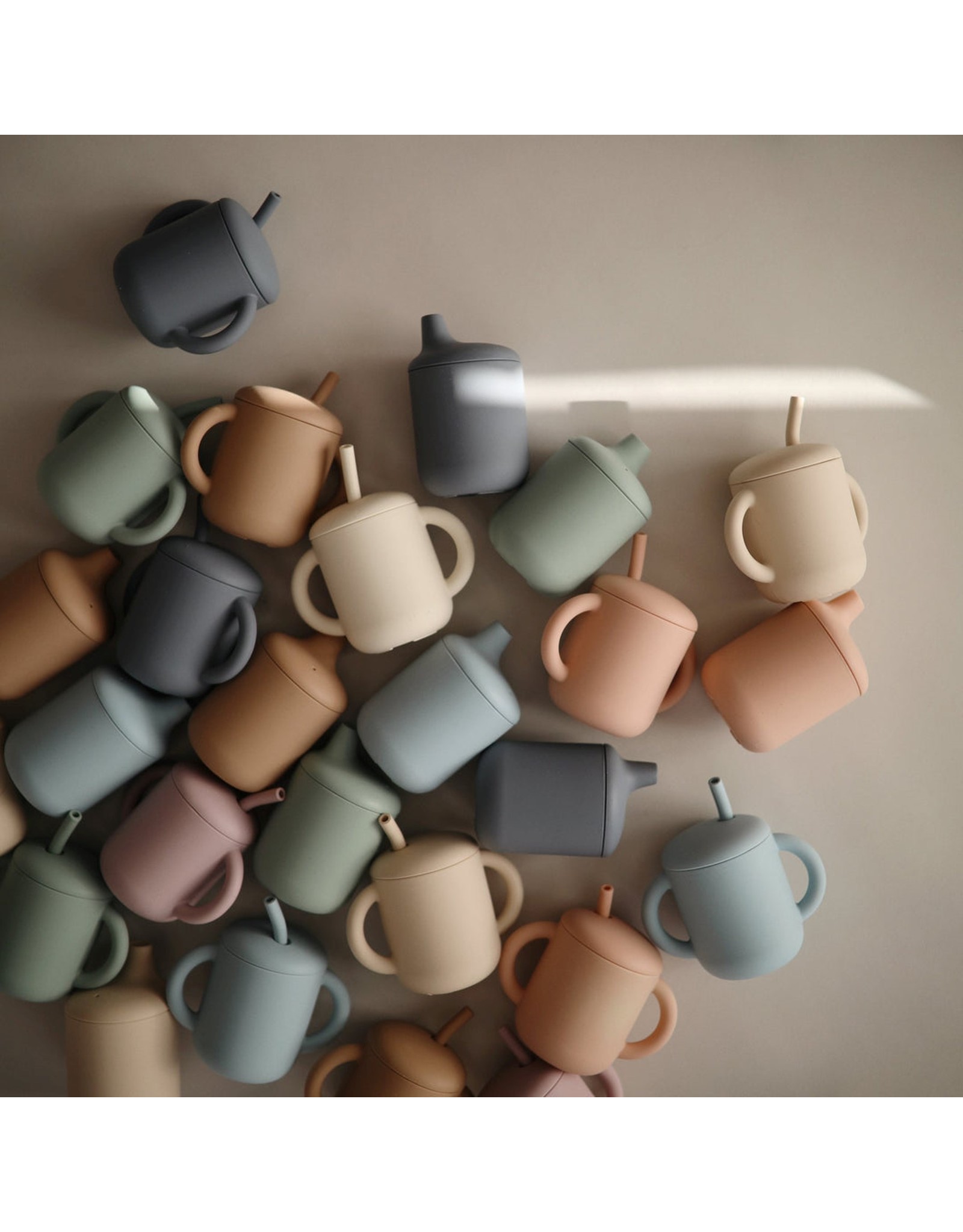Mushie Gobelet d'apprentissage avec paille  - Blush