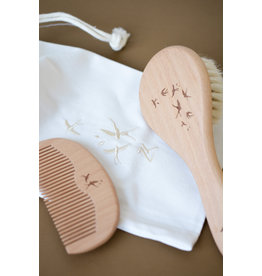 Zakuw Set de brosse et peigne bébé - hirondelles