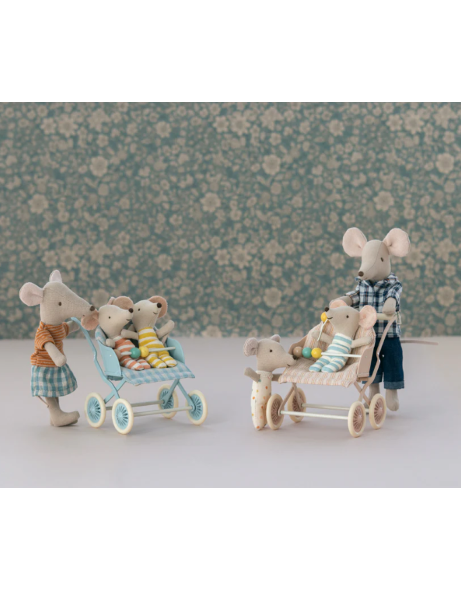 MAILEG Poussette  baby mice - mint