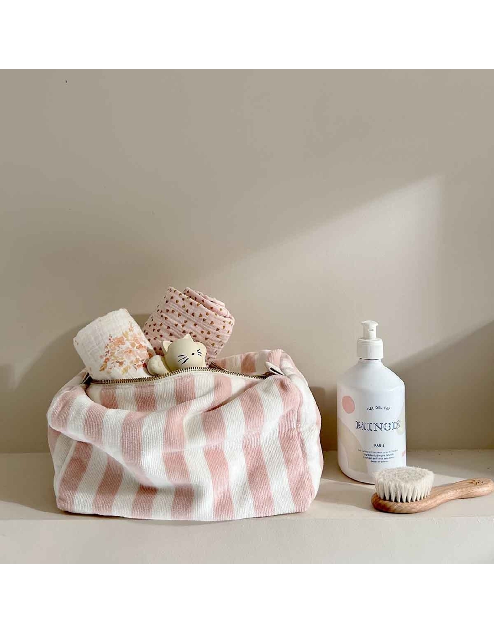 Rose in april Trousse de toilette VIC - Rayée light pink