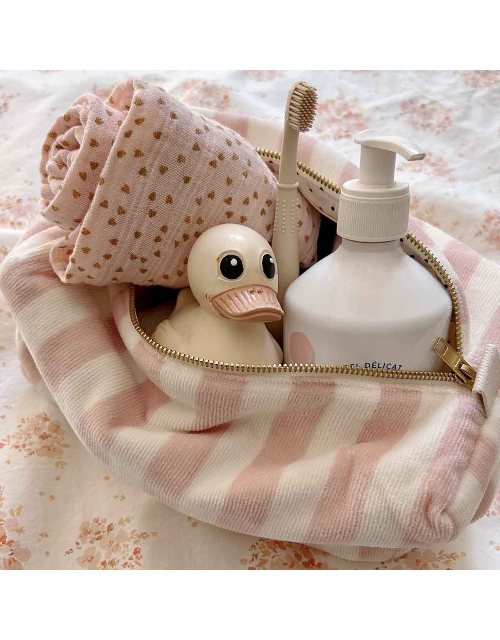 Rose in april Trousse de toilette VIC - Rayée light pink