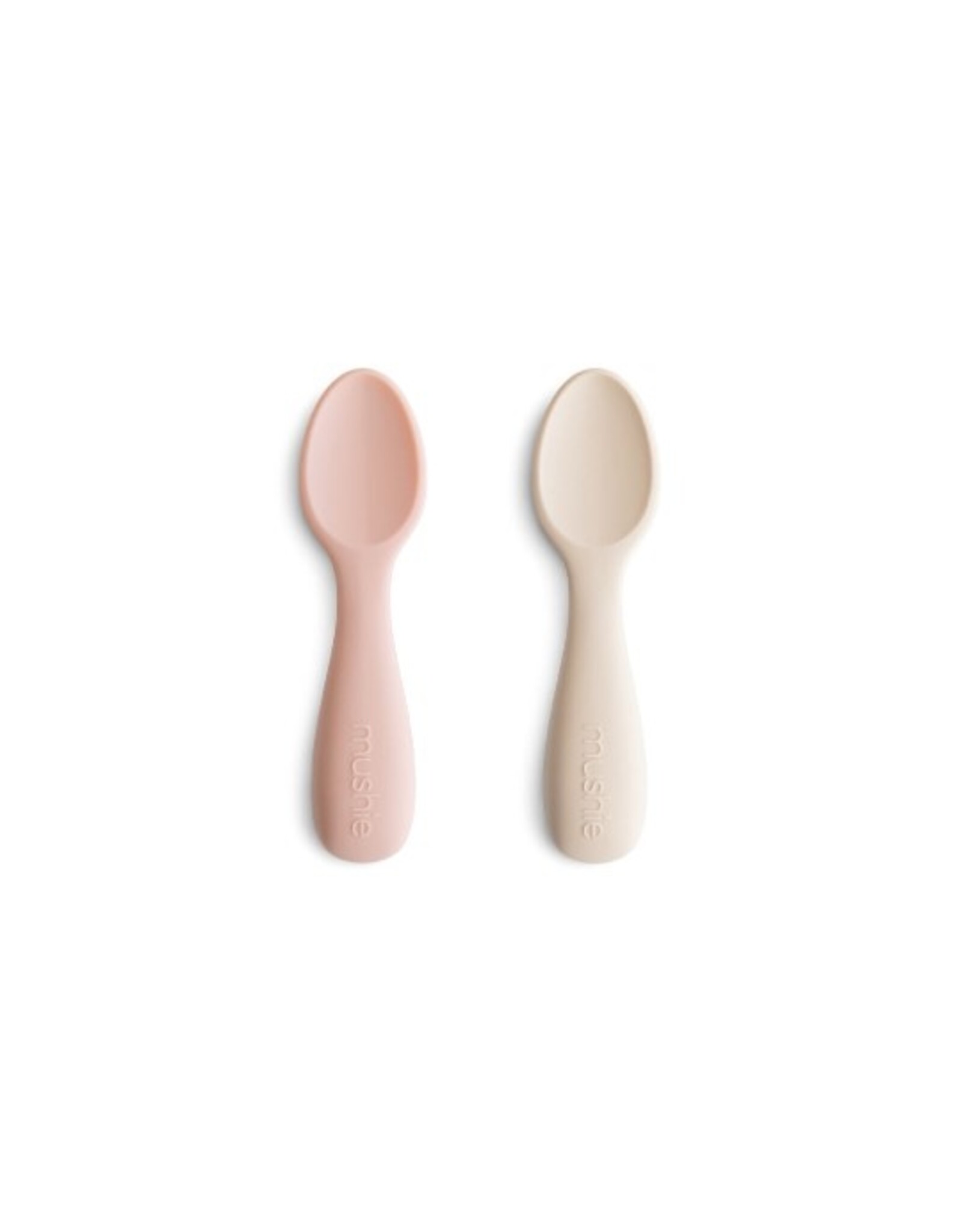 Mushie Set 2 cuillères Starter en silicone  -  Blush / Shifting Sand