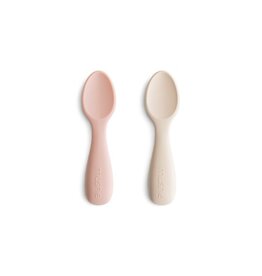 Mushie Set 2 cuillères Starter en silicone  -  Blush / Shifting Sand