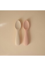 Mushie Set 2 cuillères Starter en silicone  -  Blush / Shifting Sand