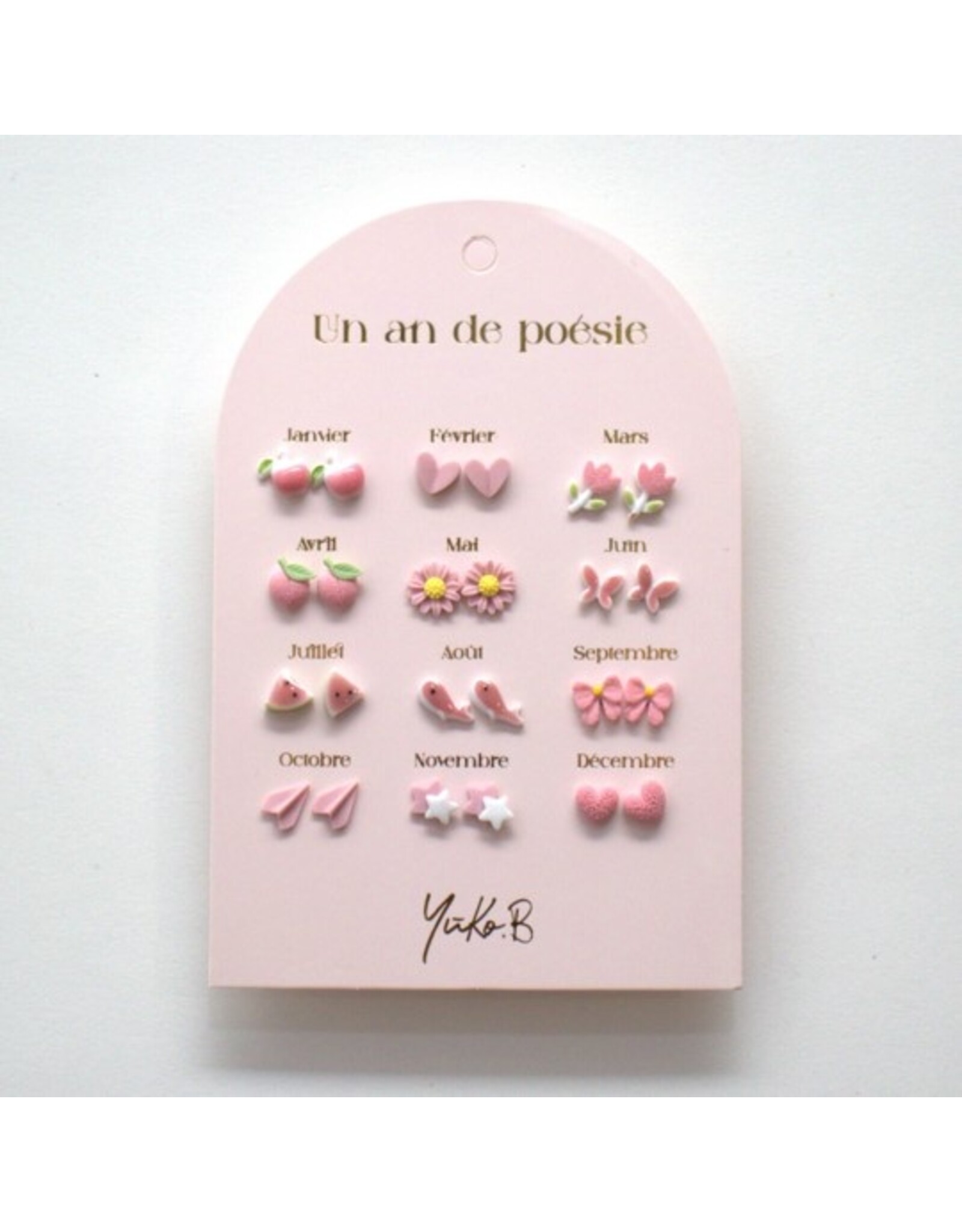 Yuko B Lot de 12 paires de boucles d'oreille - rose