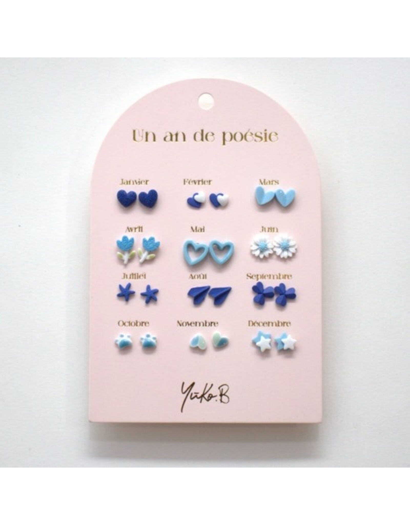 Yuko B Lot de 12 paires de boucles d'oreille - bleu