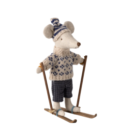 MAILEG Souris en hiver et sa paire de skis, Papa - Bleu