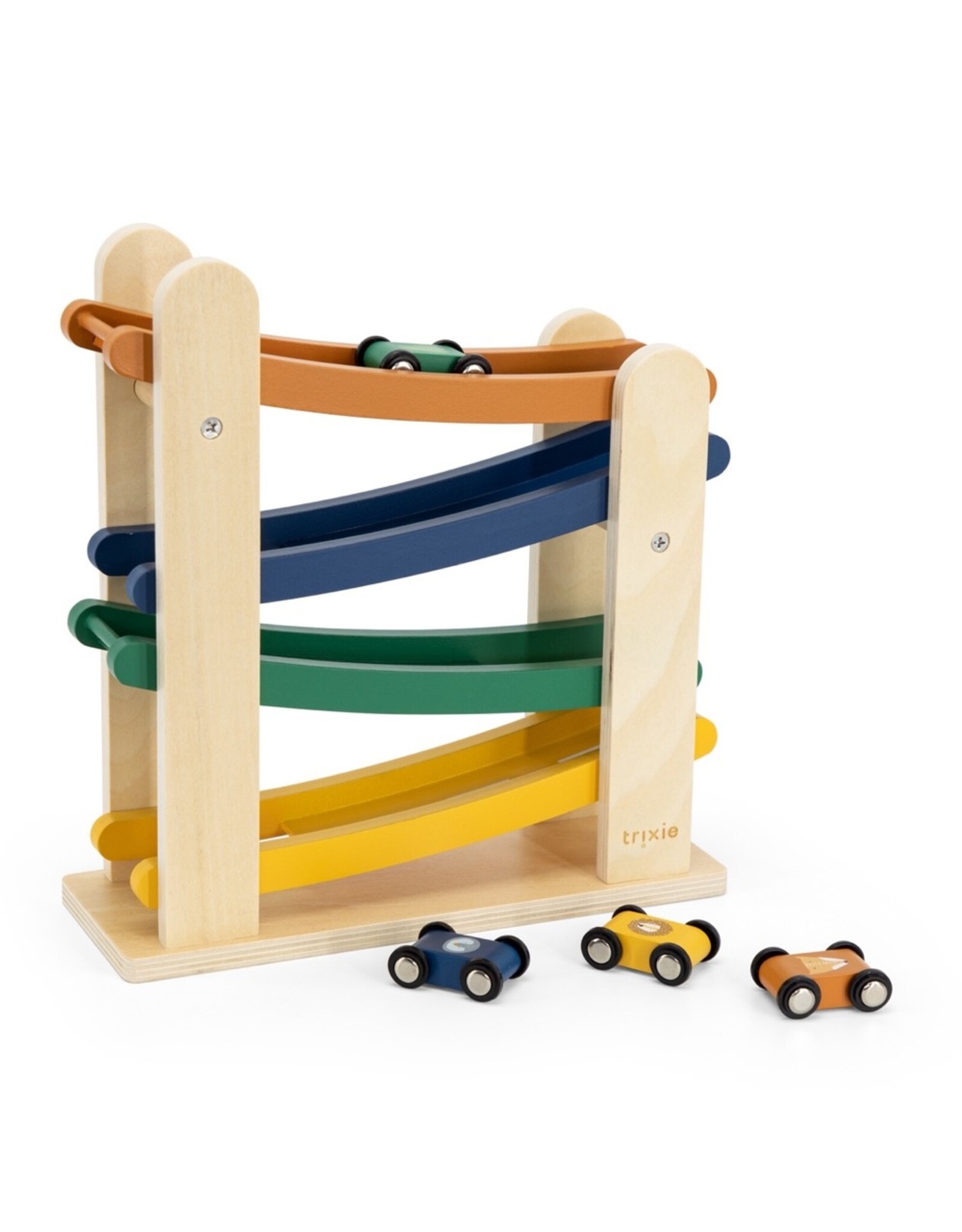 Trixie Rampe de course en bois avec 4 voitures
