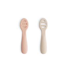 Mushie Lot de 2 cuillères d'apprentissage - blush / sand