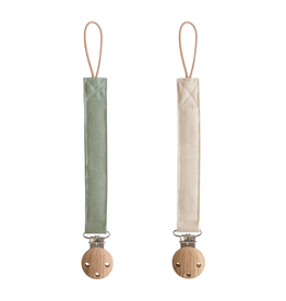 Mushie Duo d'attache tétines en lin - olive / sand