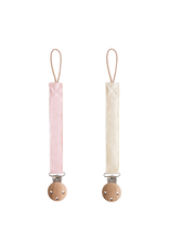 Mushie Duo d'attache tétines en lin - blush / cream