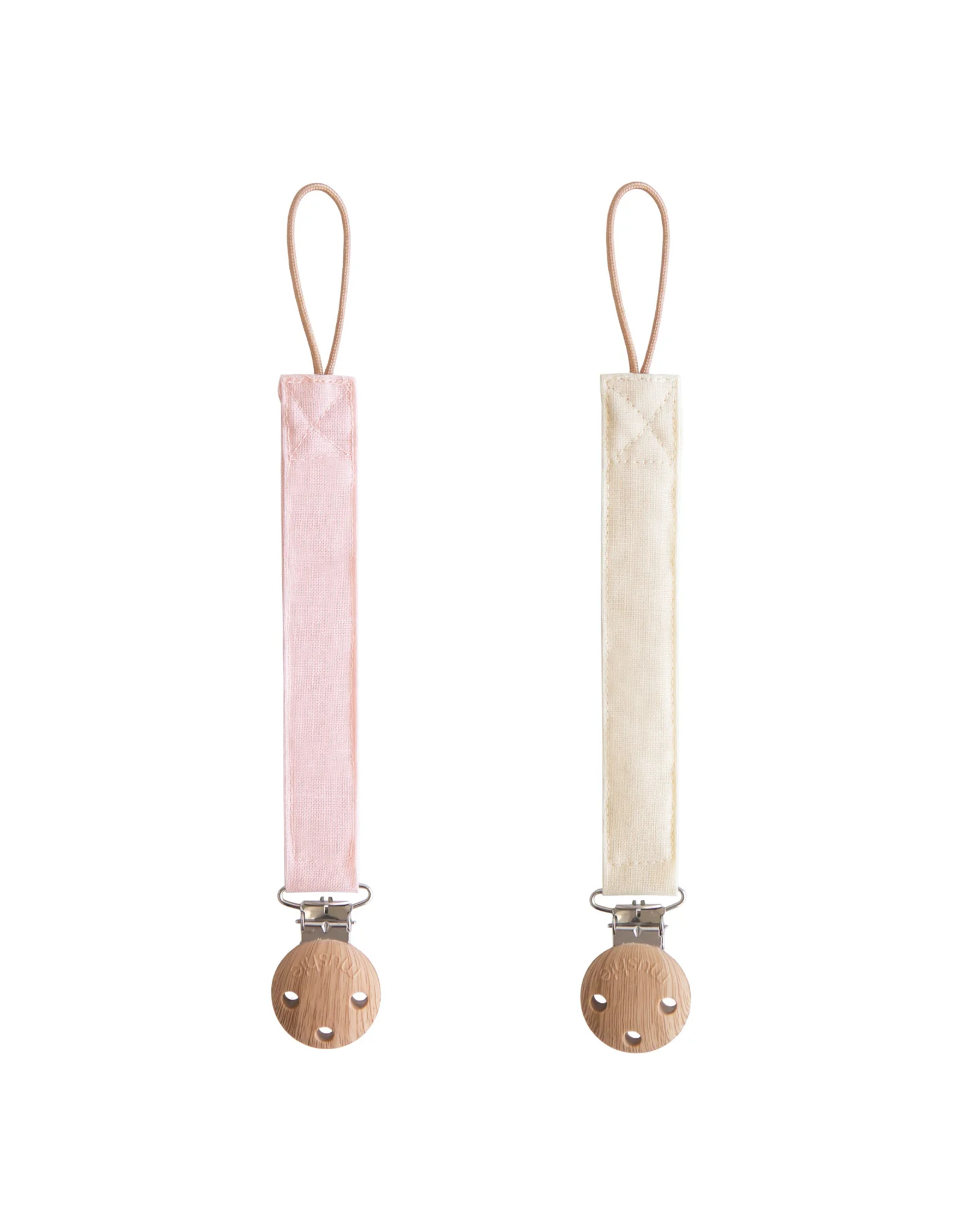 Mushie Duo d'attache tétines en lin - blush / cream