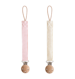 Mushie Duo d'attache tétines en lin - blush / cream
