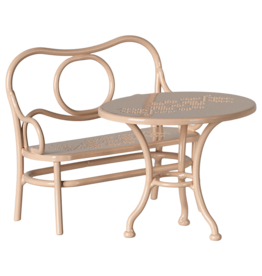 MAILEG Table et banc - rose pale