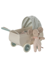 MAILEG Landau incluant un bébé souris - menthe