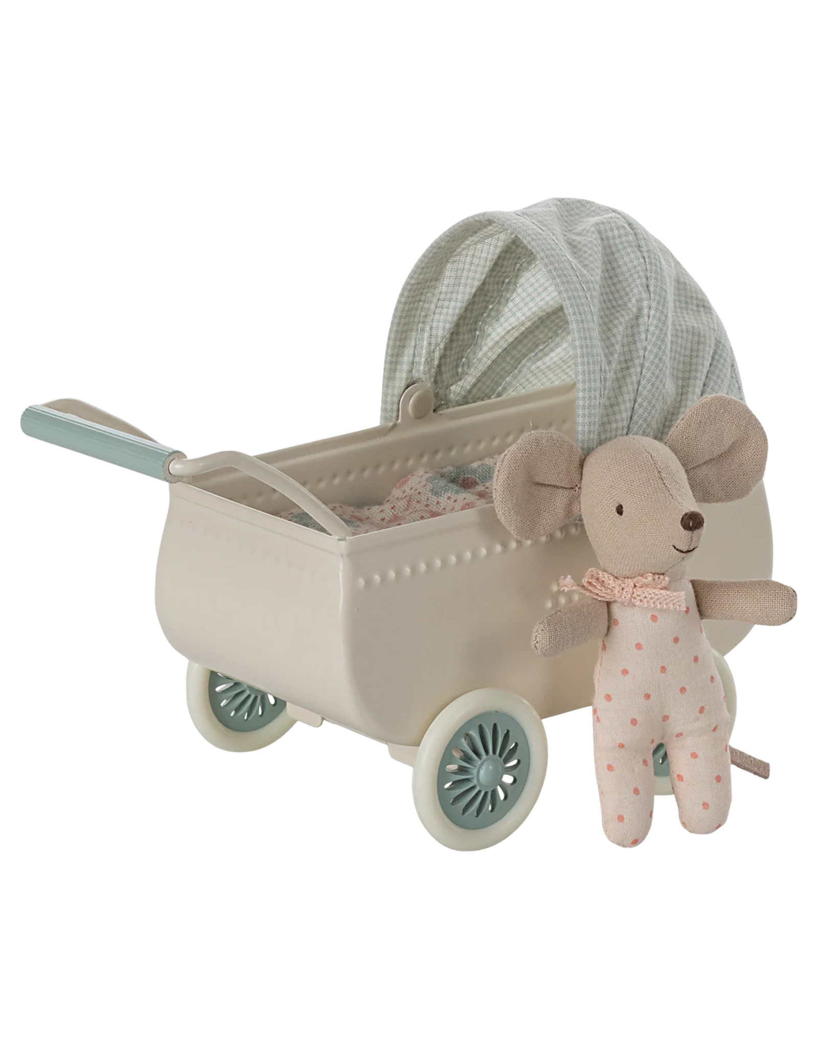 MAILEG Landau incluant un bébé souris - menthe