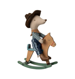 MAILEG Souris Cow-boy sur son cheval à bascule, Petit frère