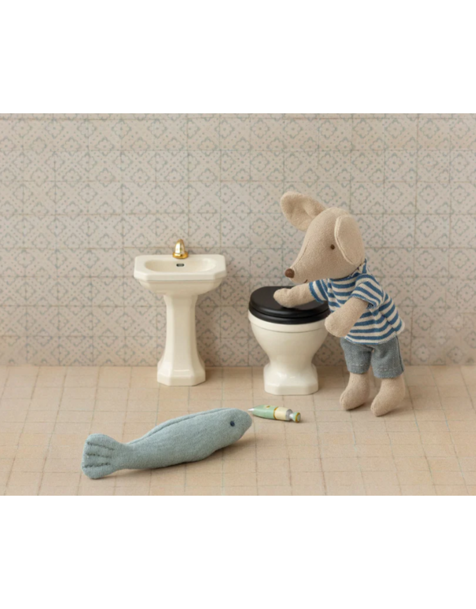 MAILEG Lavabo de salle de bain, Souris Blanc