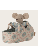 MAILEG Bébé souris dans son couffin - Bleu