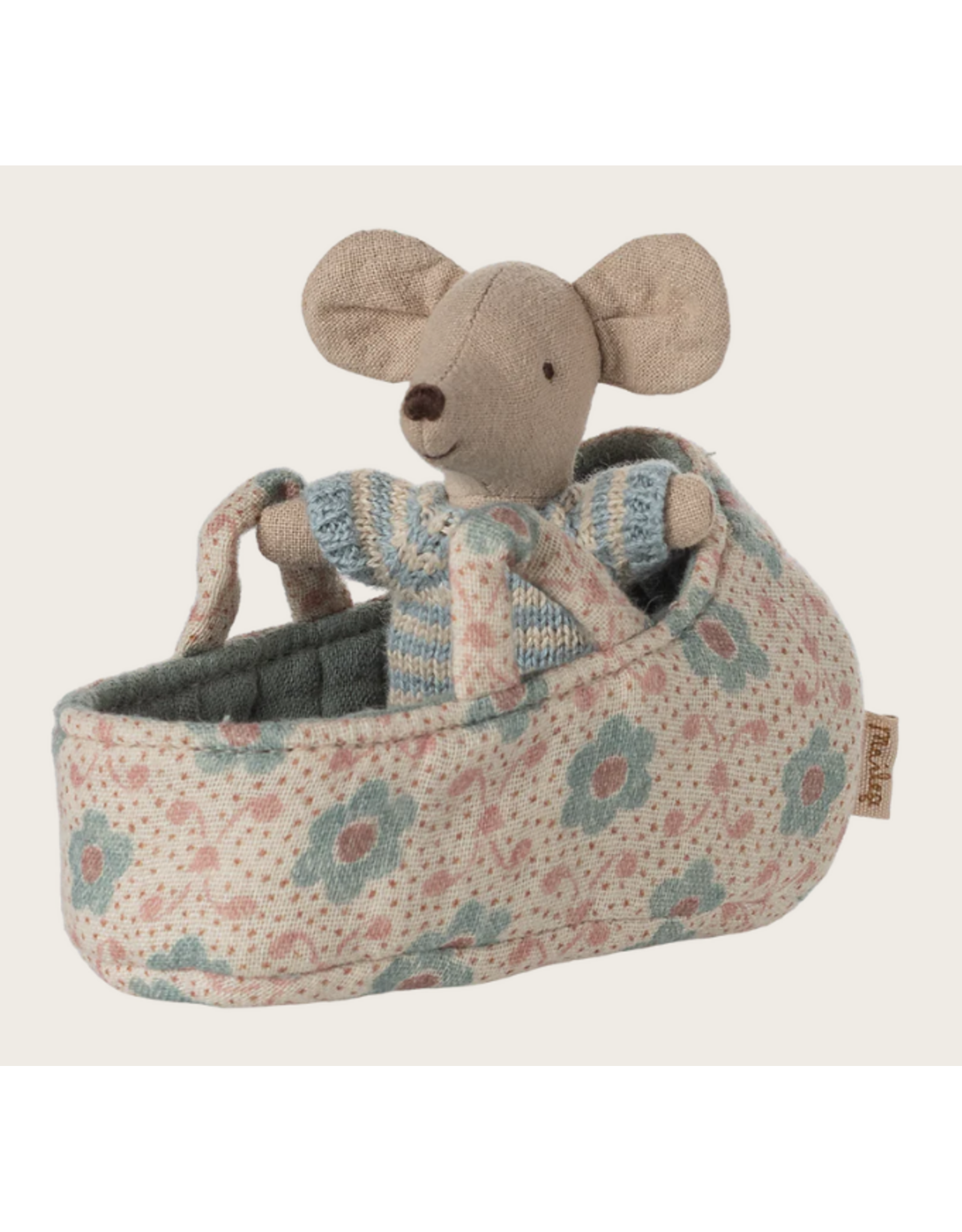 MAILEG Bébé souris dans son couffin - Bleu