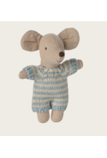 MAILEG Bébé souris dans son couffin - Bleu