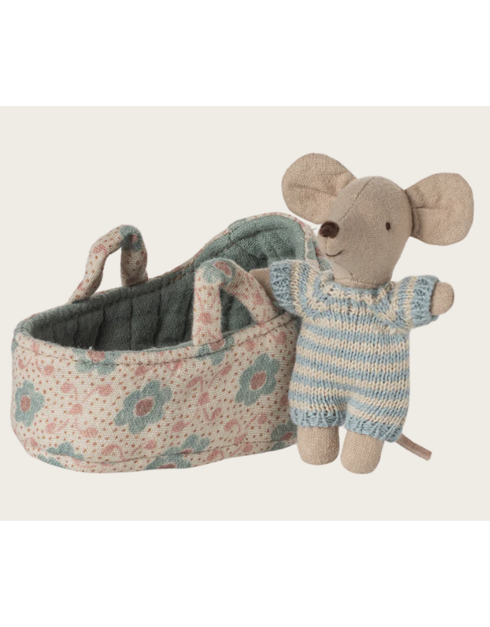 MAILEG Bébé souris dans son couffin - Bleu