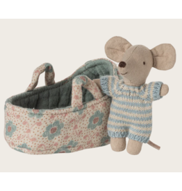 MAILEG Bébé souris dans son couffin - Bleu