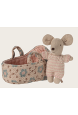MAILEG Bébé souris dans son couffin - rose