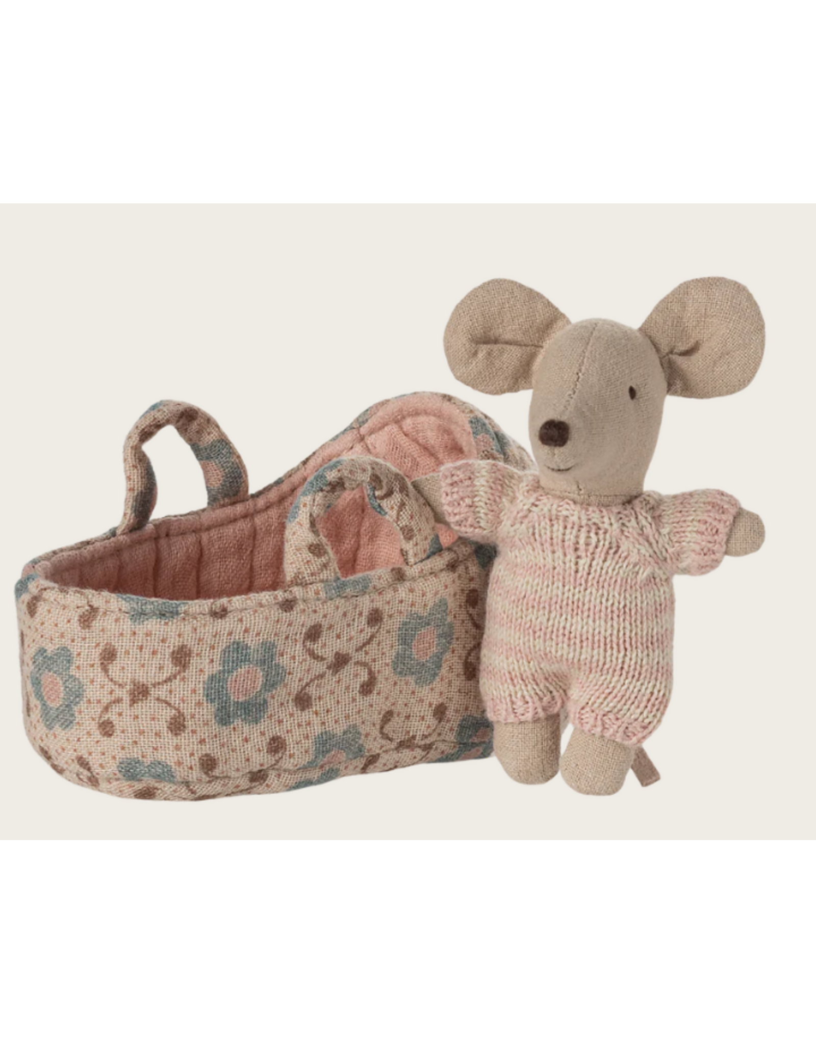 MAILEG Bébé souris dans son couffin - rose