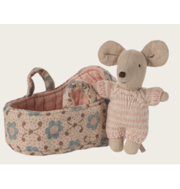 MAILEG Bébé souris dans son couffin - rose