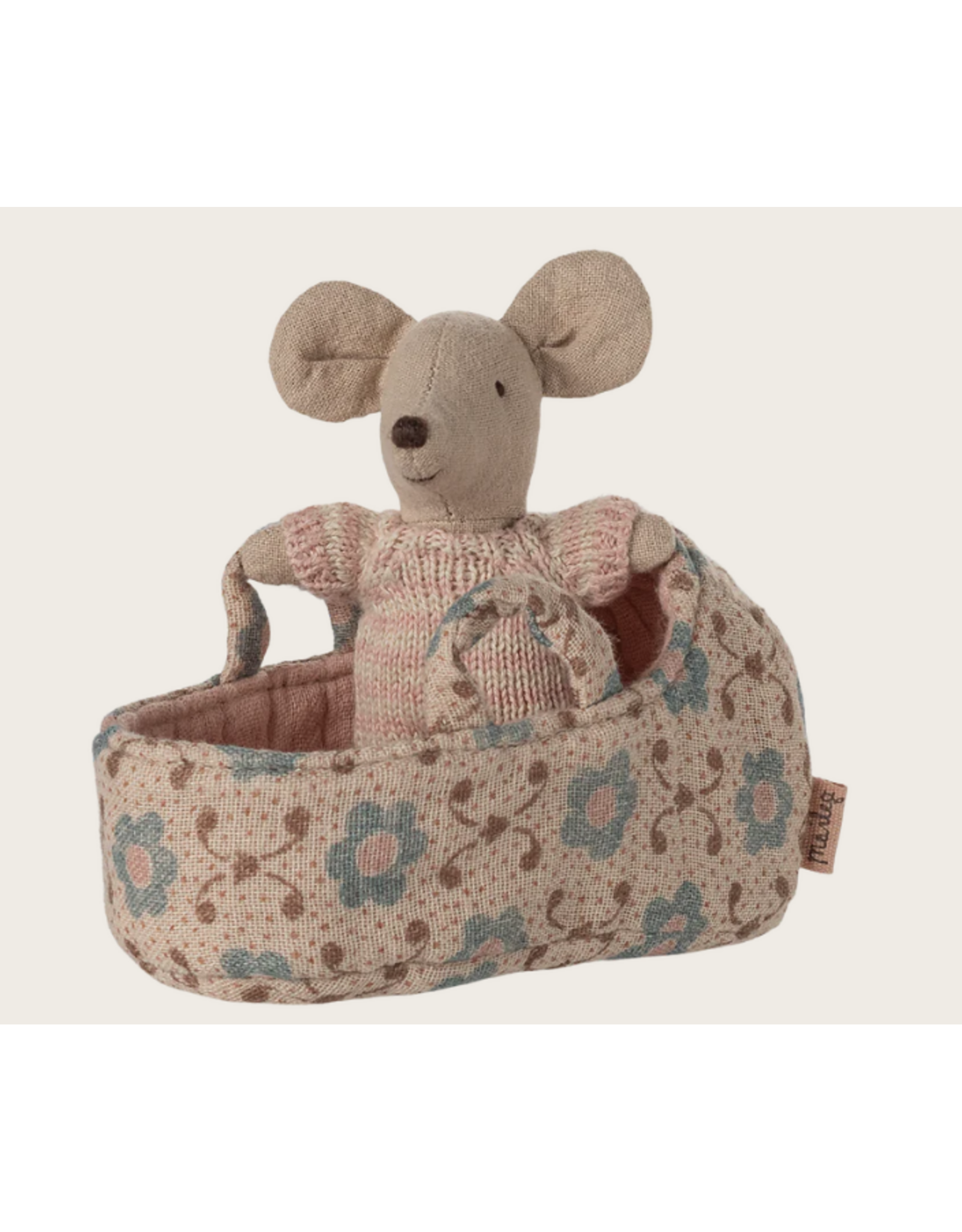 MAILEG Bébé souris dans son couffin - rose