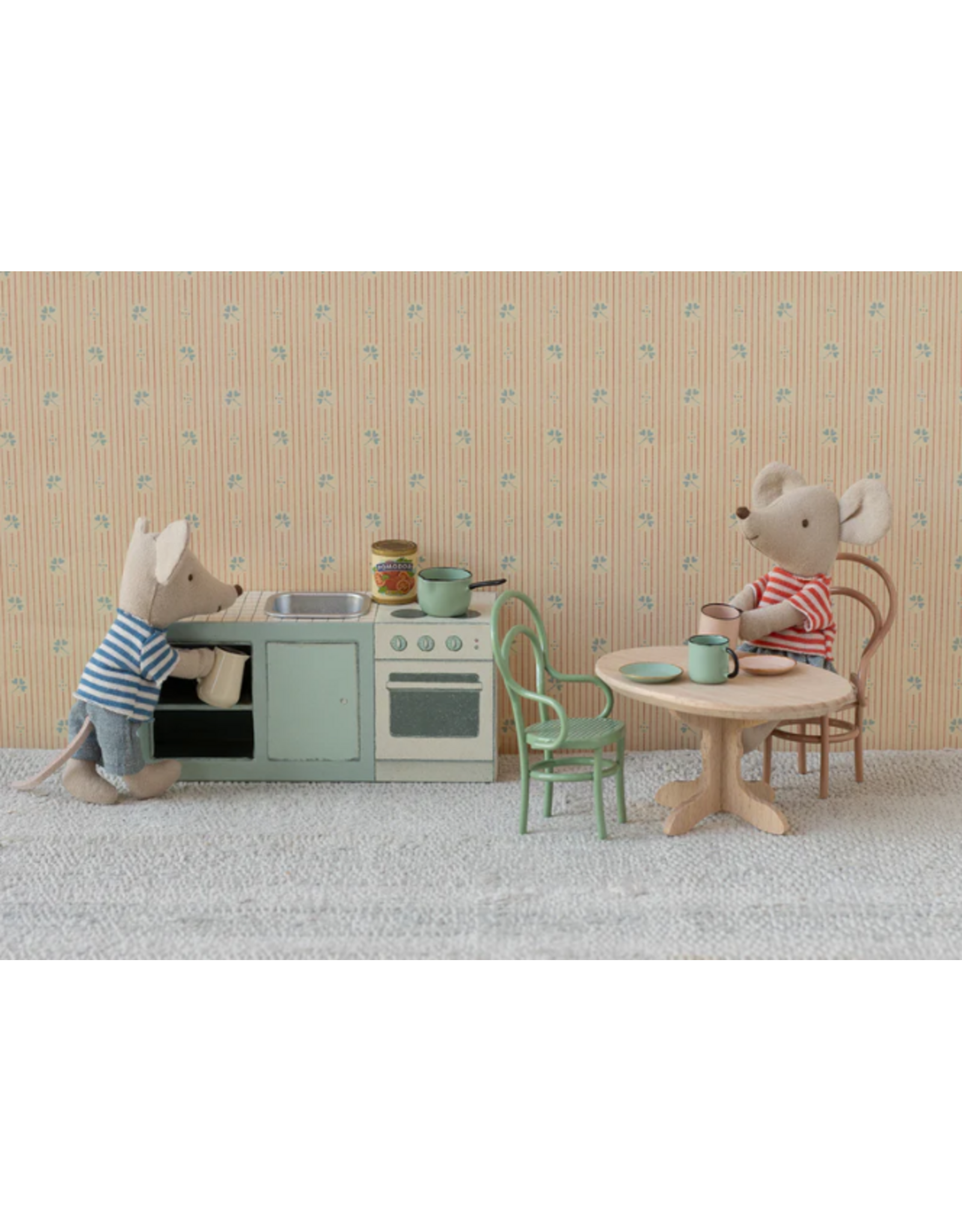 MAILEG Table à manger ovale, Souris - Nature