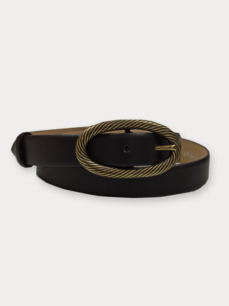 Post & Co Post & Co Leather Belt Maine Oil nero goud Post & Co Post & Co Leather Belt Maine Oil nero goud