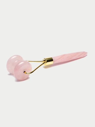 Massage roller gezicht rozenkwarts goud dubbel Massage roller gezicht rozenkwarts goud dubbel