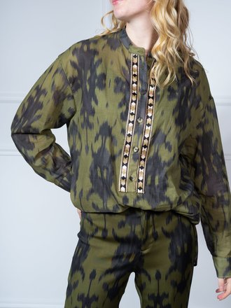 Bazar Deluxe Bazar Deluxe Cotton Printed Shirt olive/black Bazar Deluxe Bazar Deluxe Cotton Printed Shirt olive/black