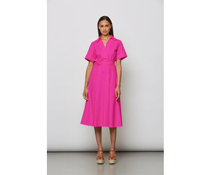 La Salle Belted Collar Dress fuchsia RIVS