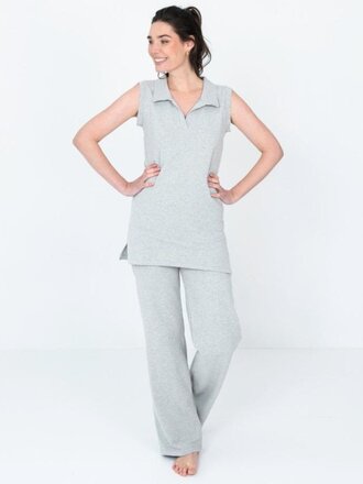 RIVS Lounge RIVS Lounge Hera Polo Long Shirt grey RIVS Lounge RIVS Lounge Hera Polo Long Shirt grey