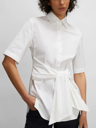 Aspesi Aspesi Cotton Bow Blouse white Aspesi Aspesi Cotton Bow Blouse white