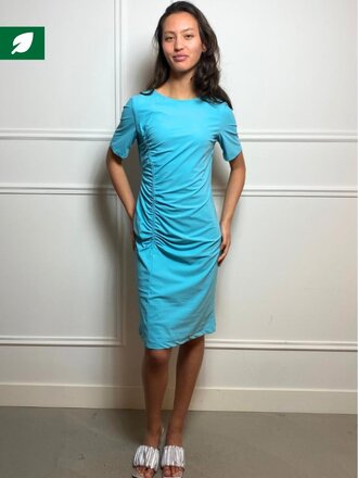 La Salle La Salle Side Gather Dress acqua La Salle La Salle Side Gather Dress acqua